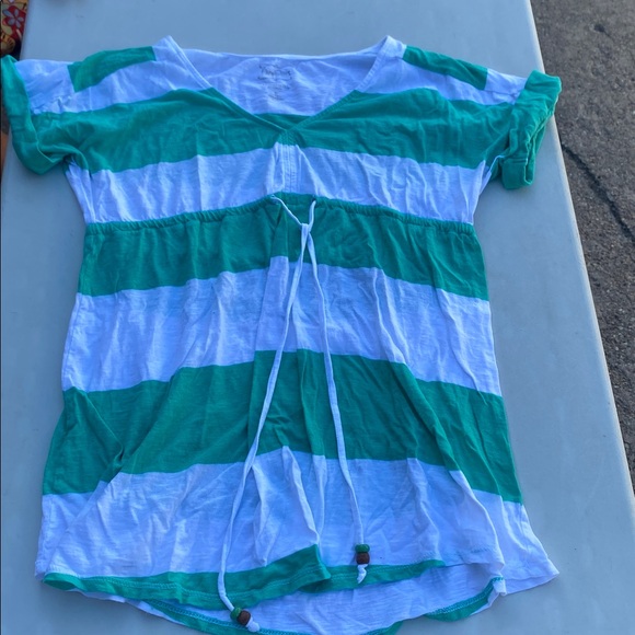 Green and white striped maternity top - Picture 1 of 2
